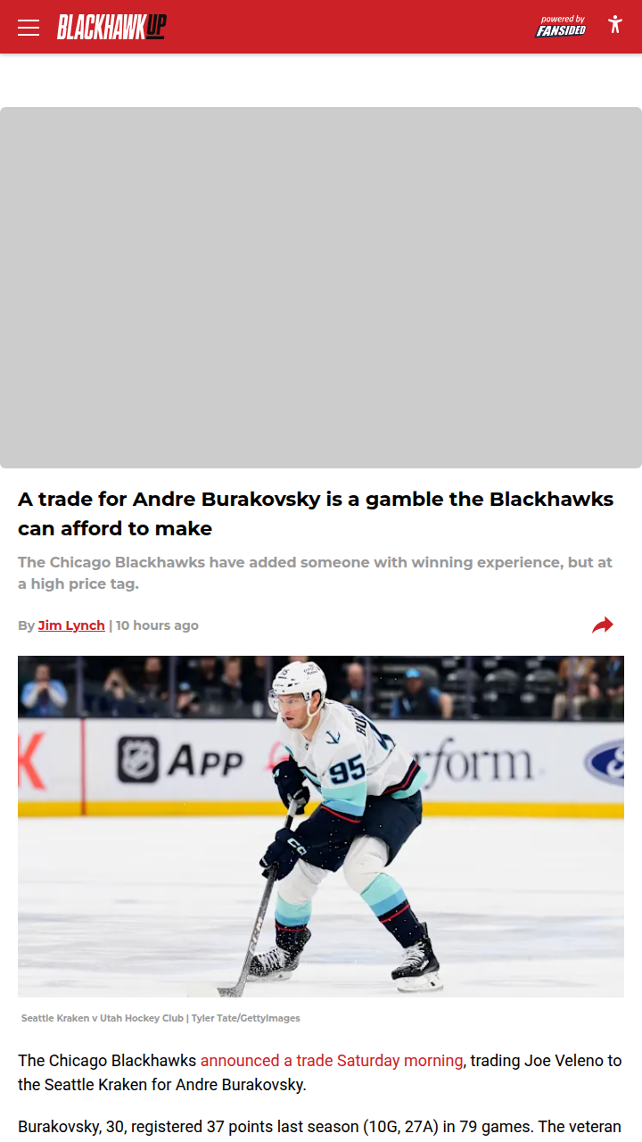 Burky to the Hawks: Smart Gamble or Cap Dump?