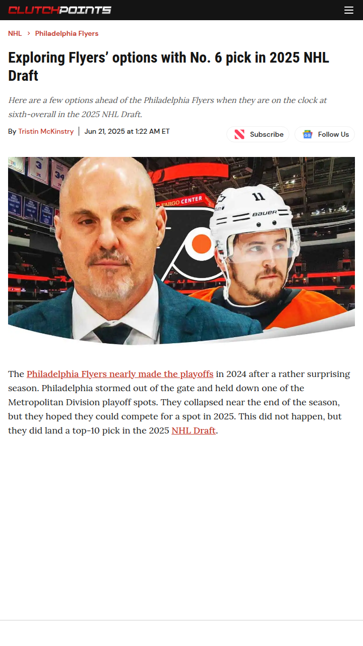 Flyers’ No. 6 Pick: Center of Attention?