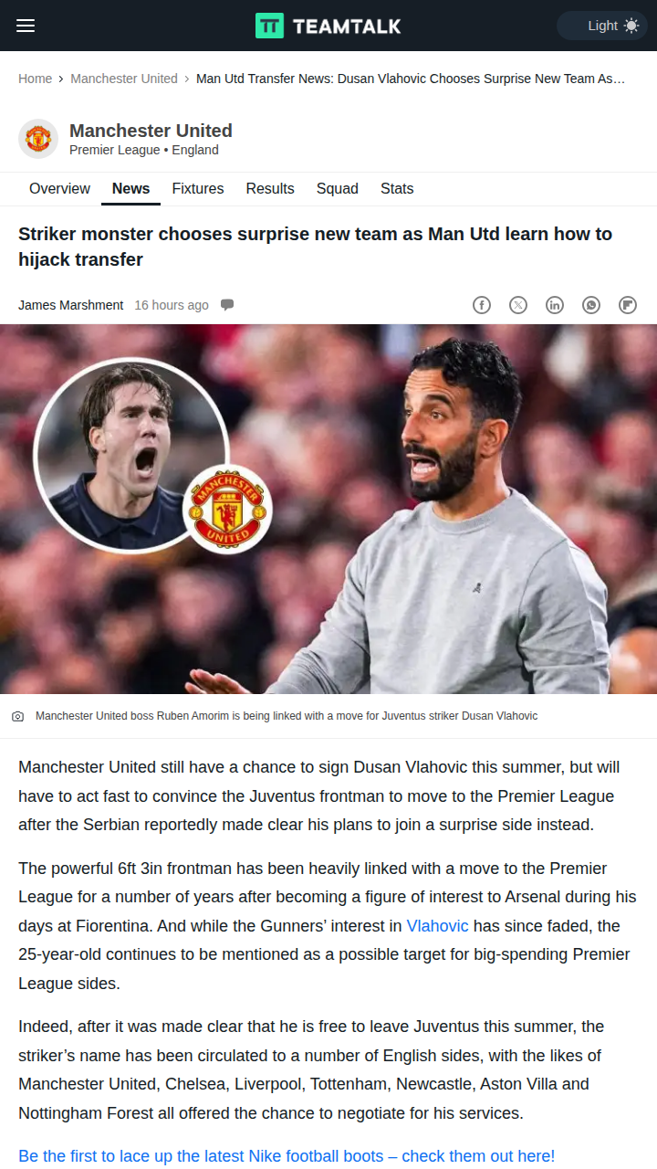 Vlahovic’s Next Move: Milan or Old Trafford?