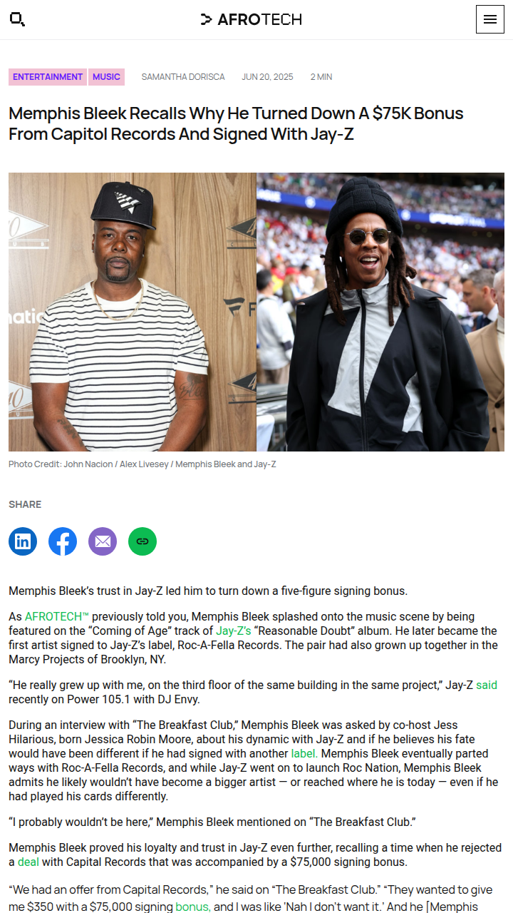 Memphis Bleek’s $75K Snub for Jay-Z Loyalty 🤔