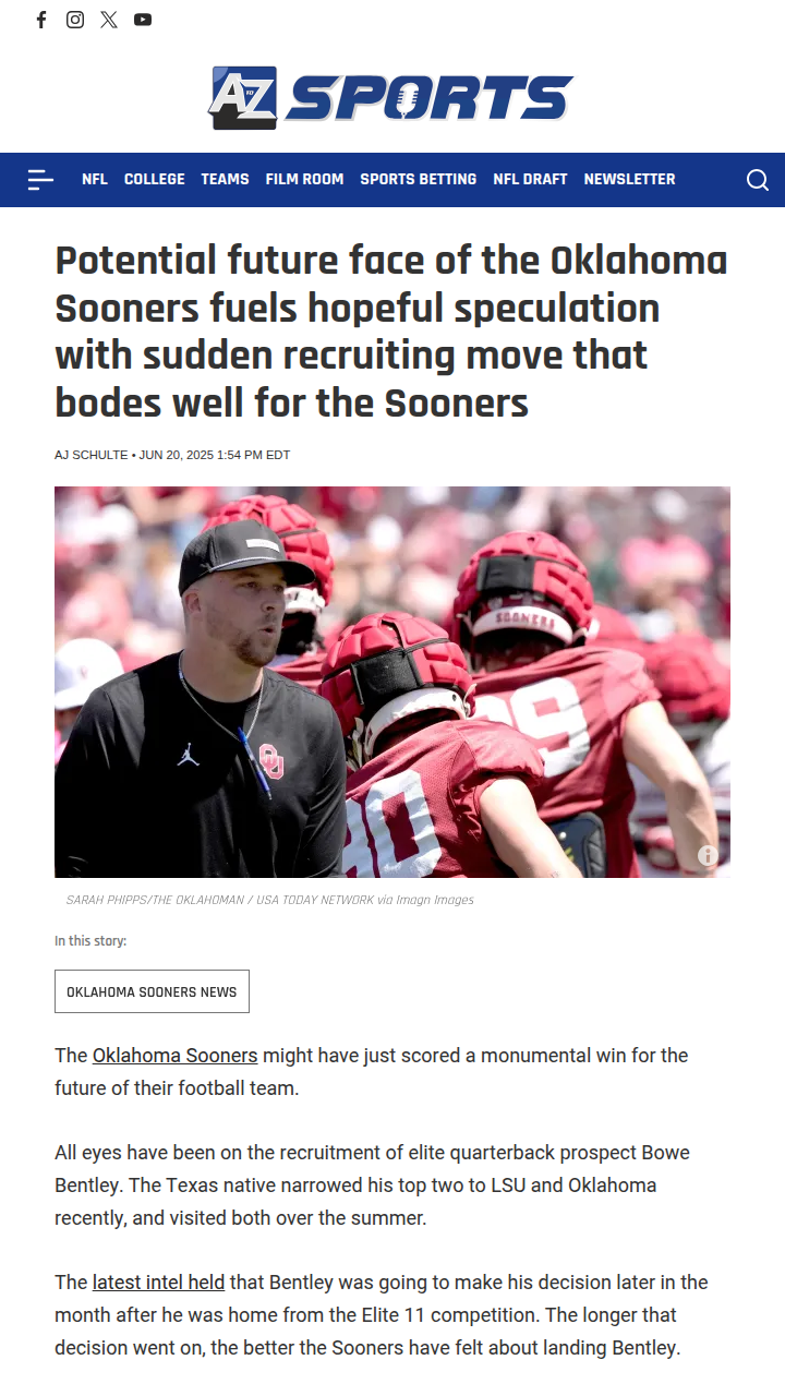 Sooners’ QB Future: Bentley Buzz Heating Up