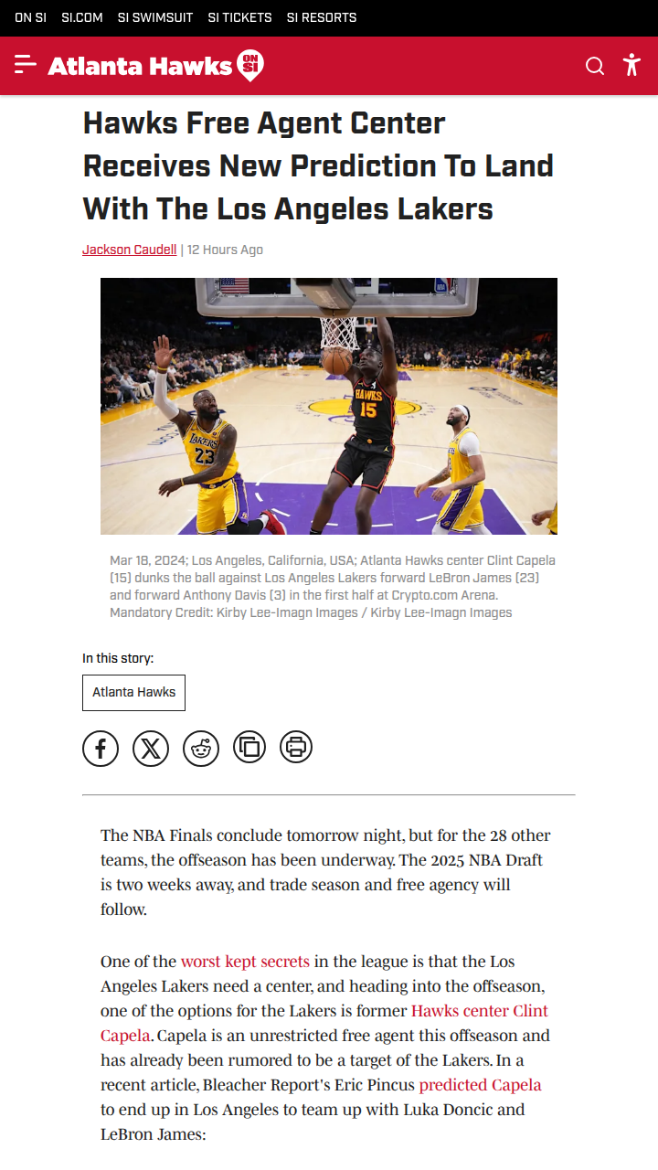Capela to LA? Lakers Eye Big Man Upgrade