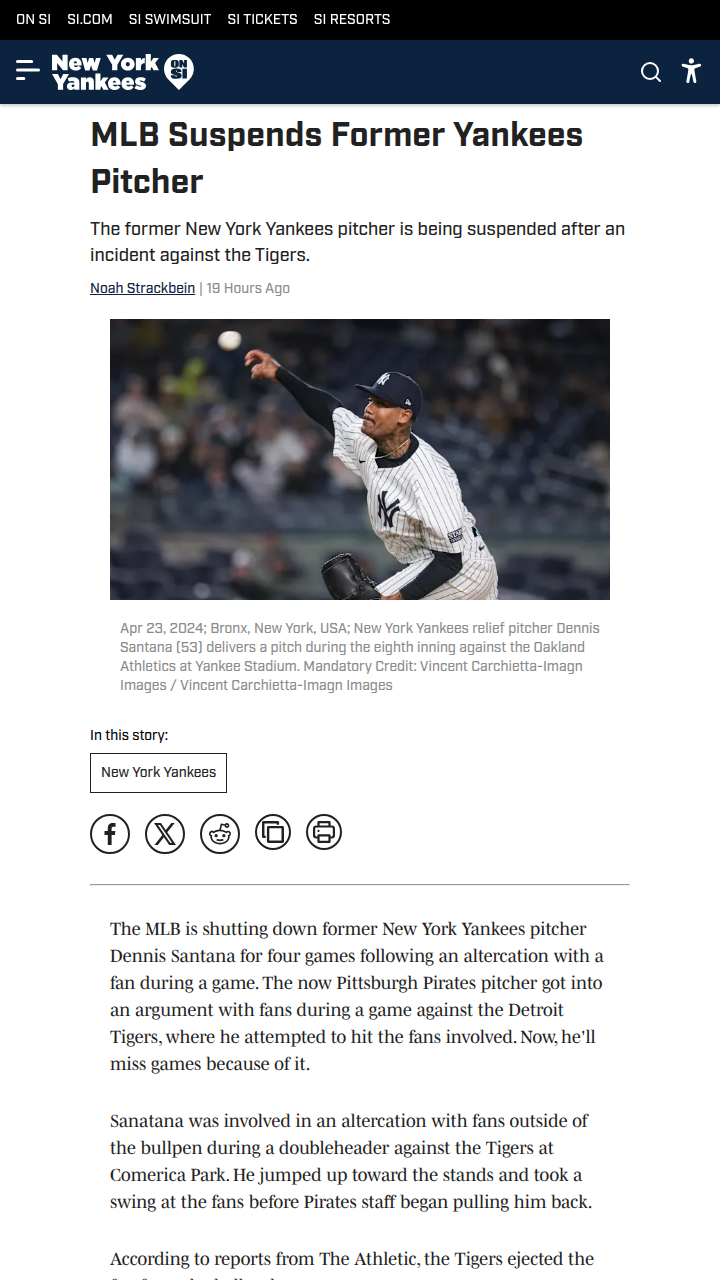 Santana Swings at Fans: 4-Game Ban!