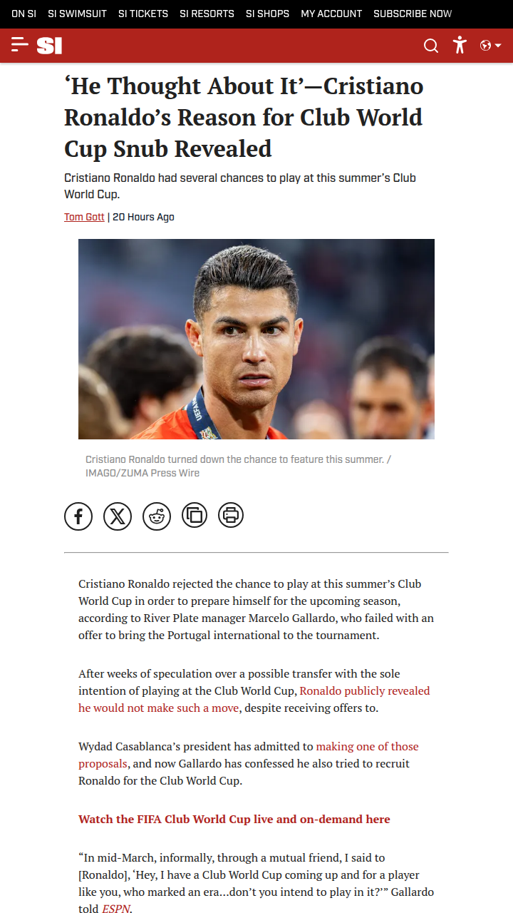 CR7 Turns Down Club World Cup Drama