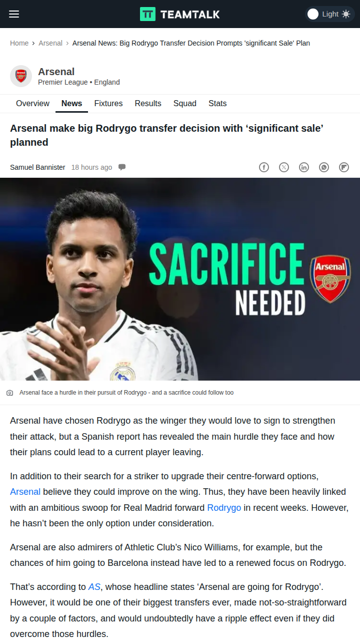 Could Rodrygo Replace Martinelli at Arsenal?