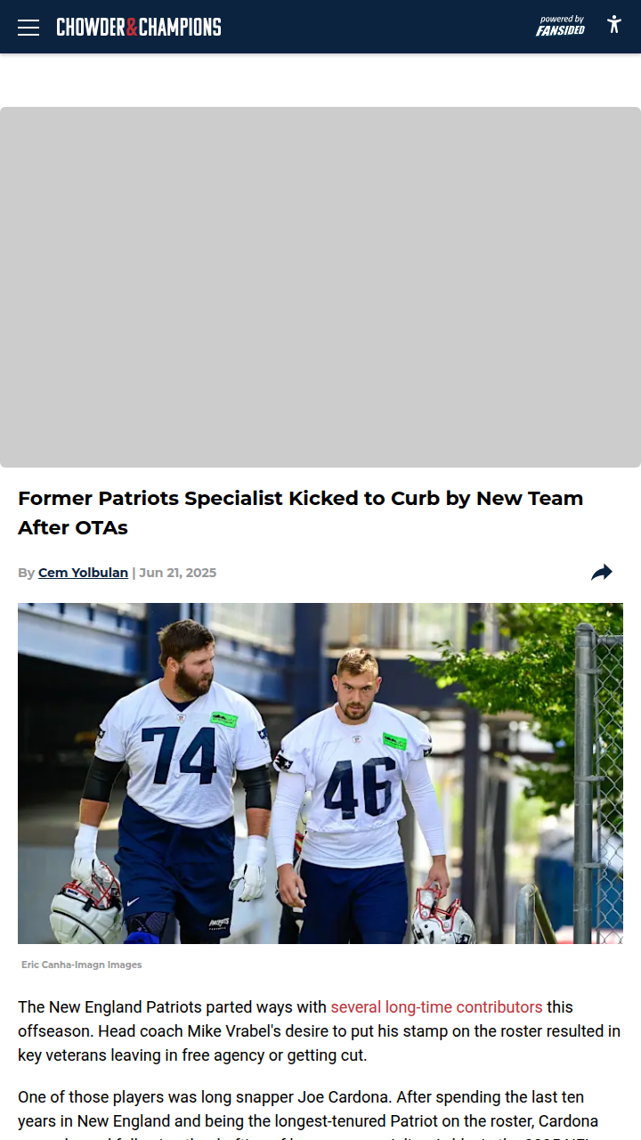 Tough Break for Pats’ Backup LS Addington