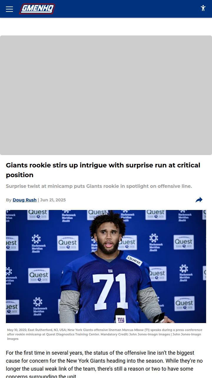 Could Mbow Be Big Blue’s Next LT Hero?