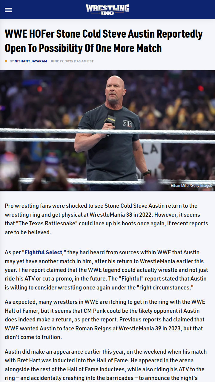 Stone Cold vs. Punk: Dream Match Brewing?