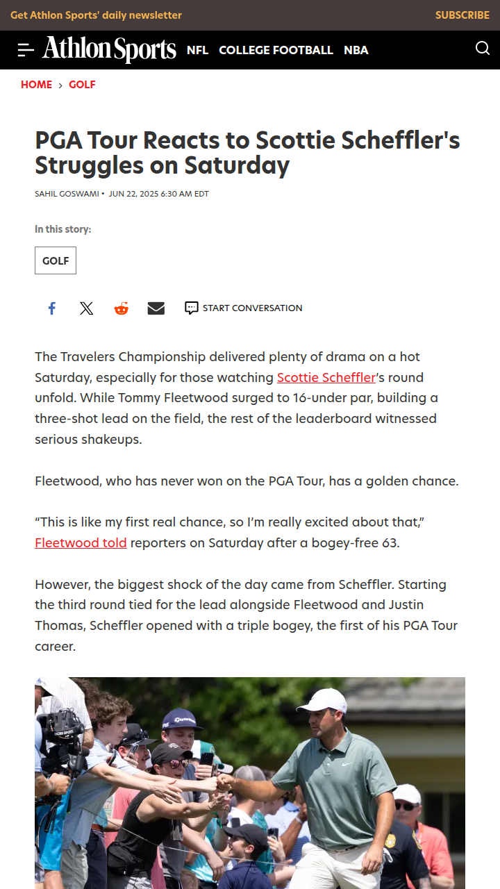 Scheffler’s Triple Bogey Shocker at Travelers