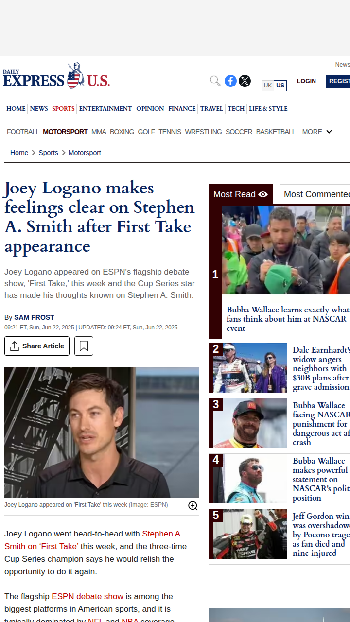 Logano vs. Stephen A.: NASCAR Gets Its Spotlight
