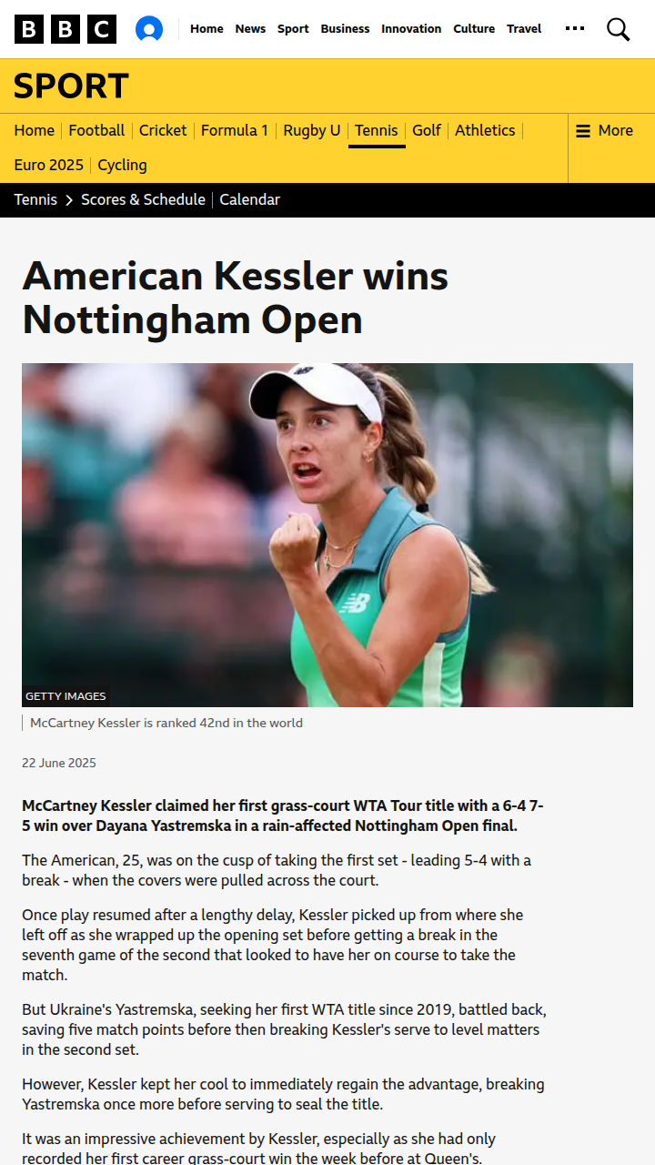 Kessler’s Grit Shines in Rainy Nottingham Final