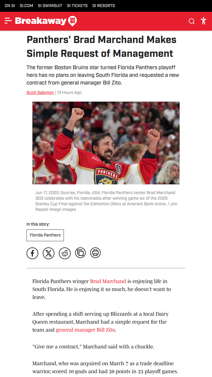 Marchand & Bennett: Panthers' Homegrown Duo?