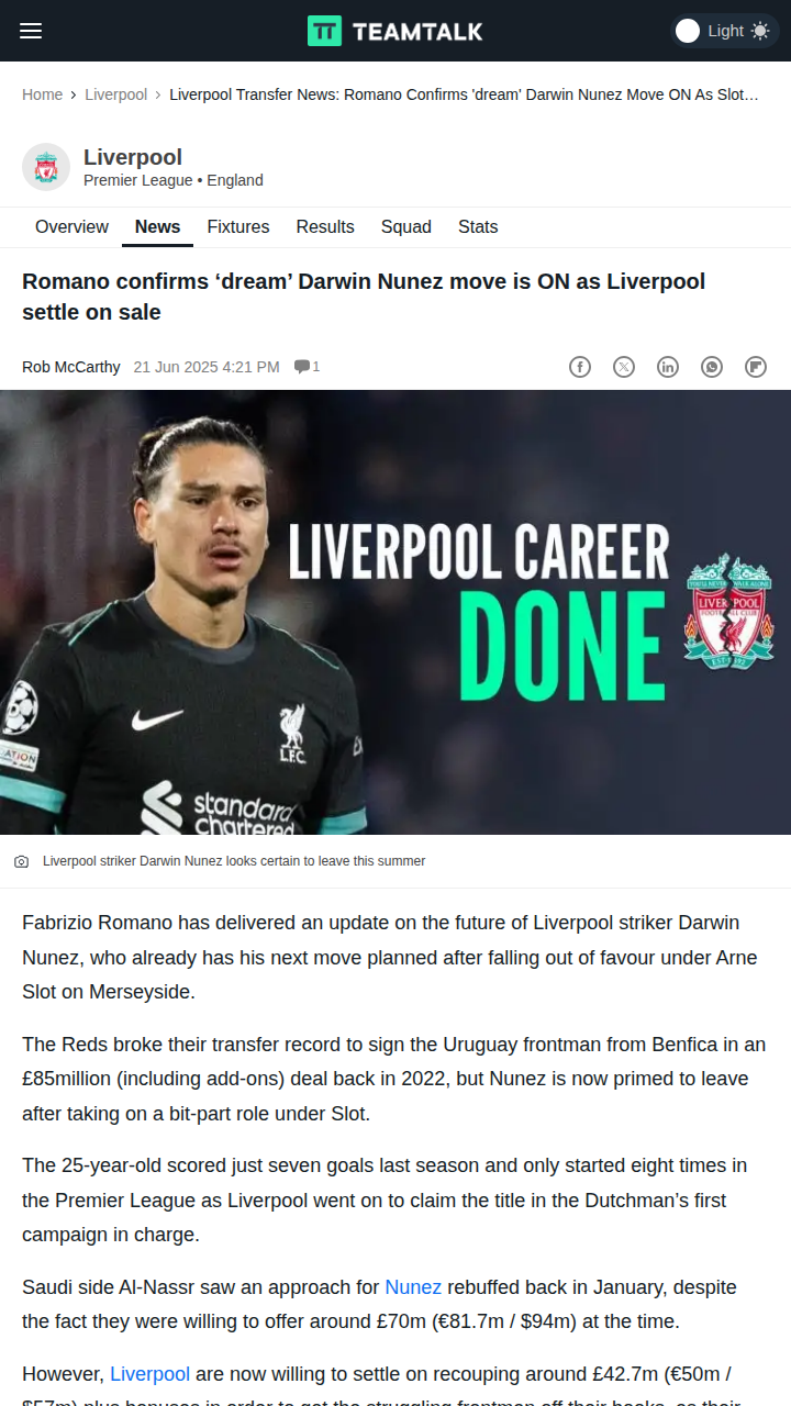 Nunez to Napoli? The Dream Move He Needs