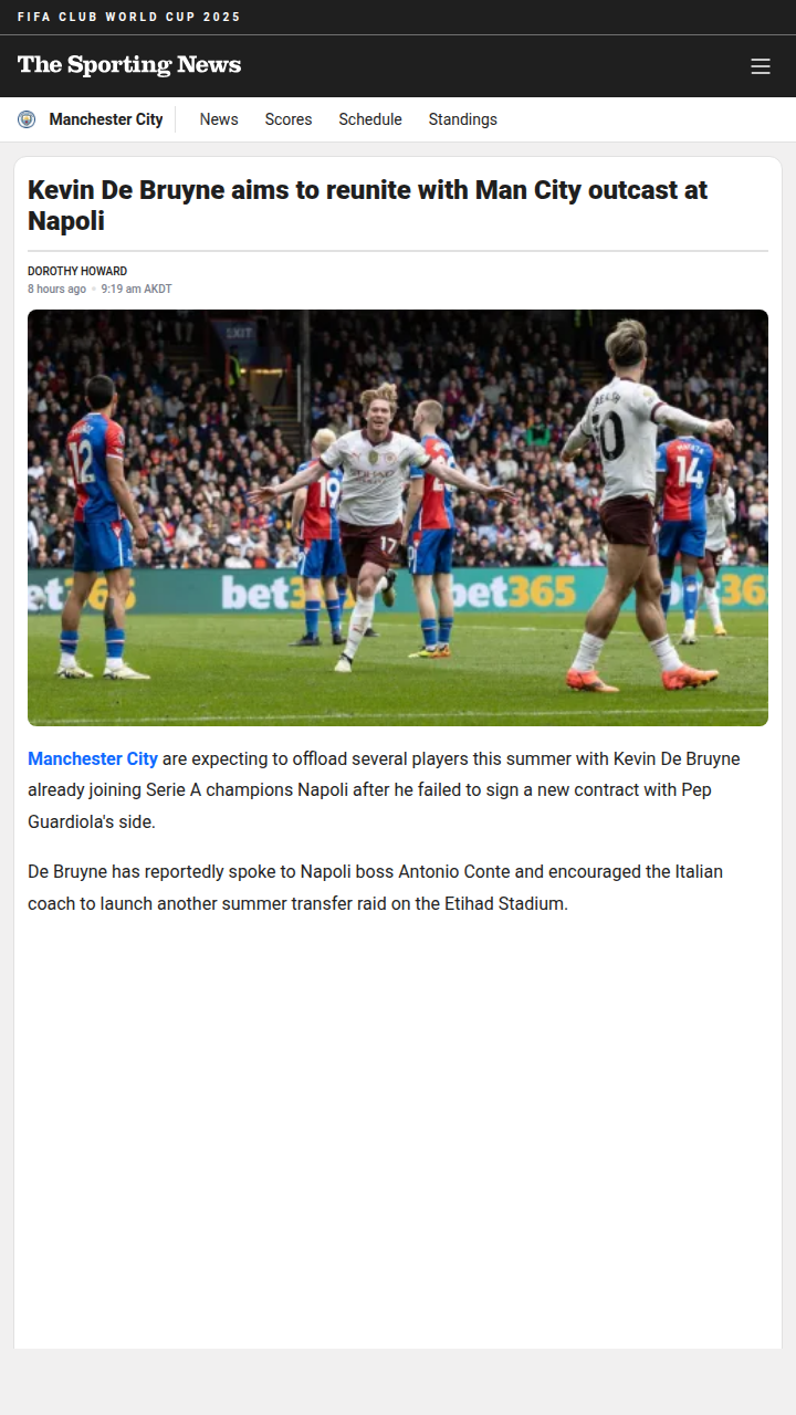 KDB Eyes Grealish Reunion in Napoli Blue?