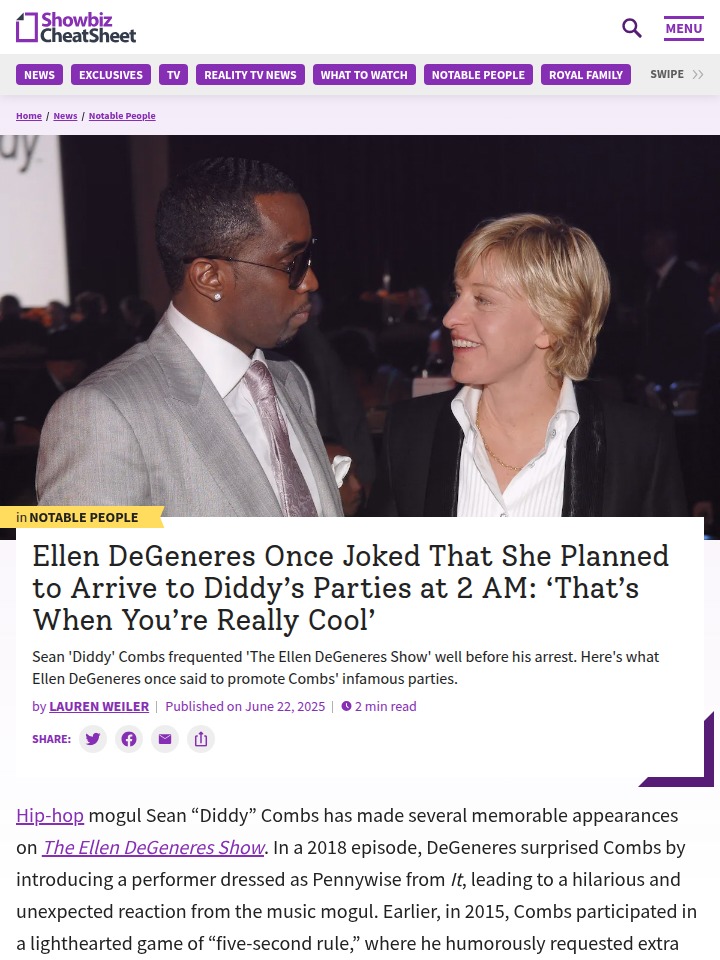 Ellen’s 2AM Diddy Party Joke Resurfaces 👀
