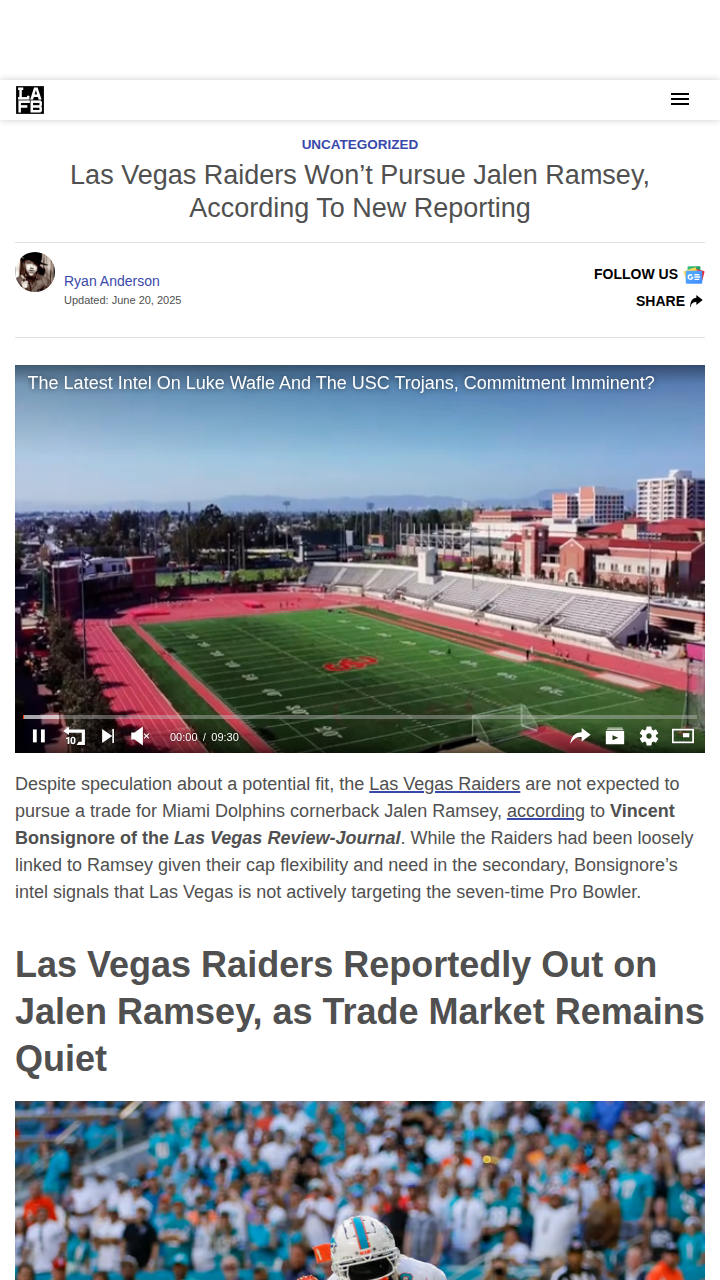 Raiders Pass on Jalen Ramsey—Smart Move?