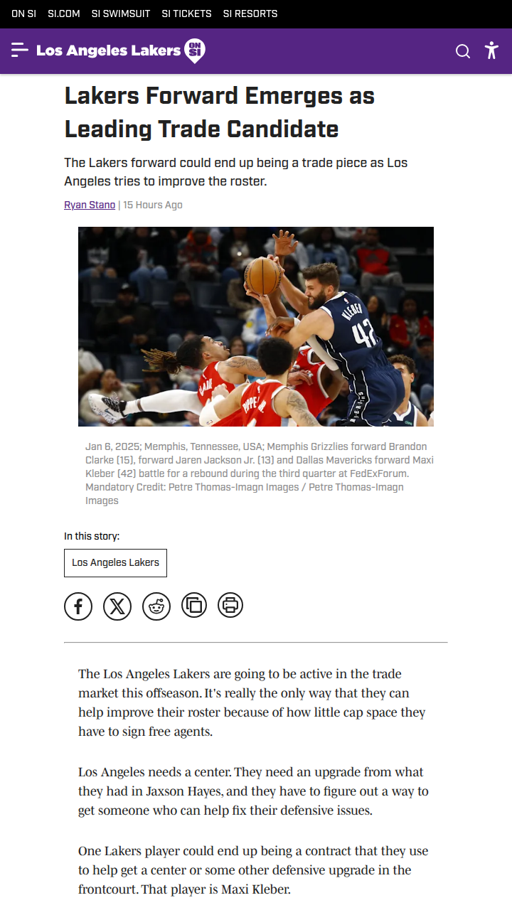 Is Maxi Kleber the Key to a Lakers Trade?
