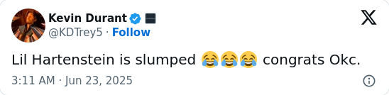 KD Reacts to Thunder’s Historic Title Win