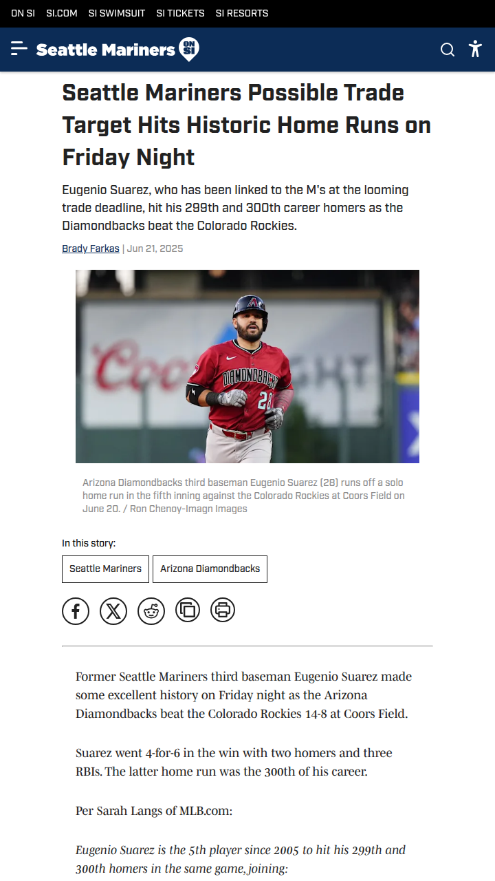 Geno’s 300th Bomb: Should M’s Bring Him Back?