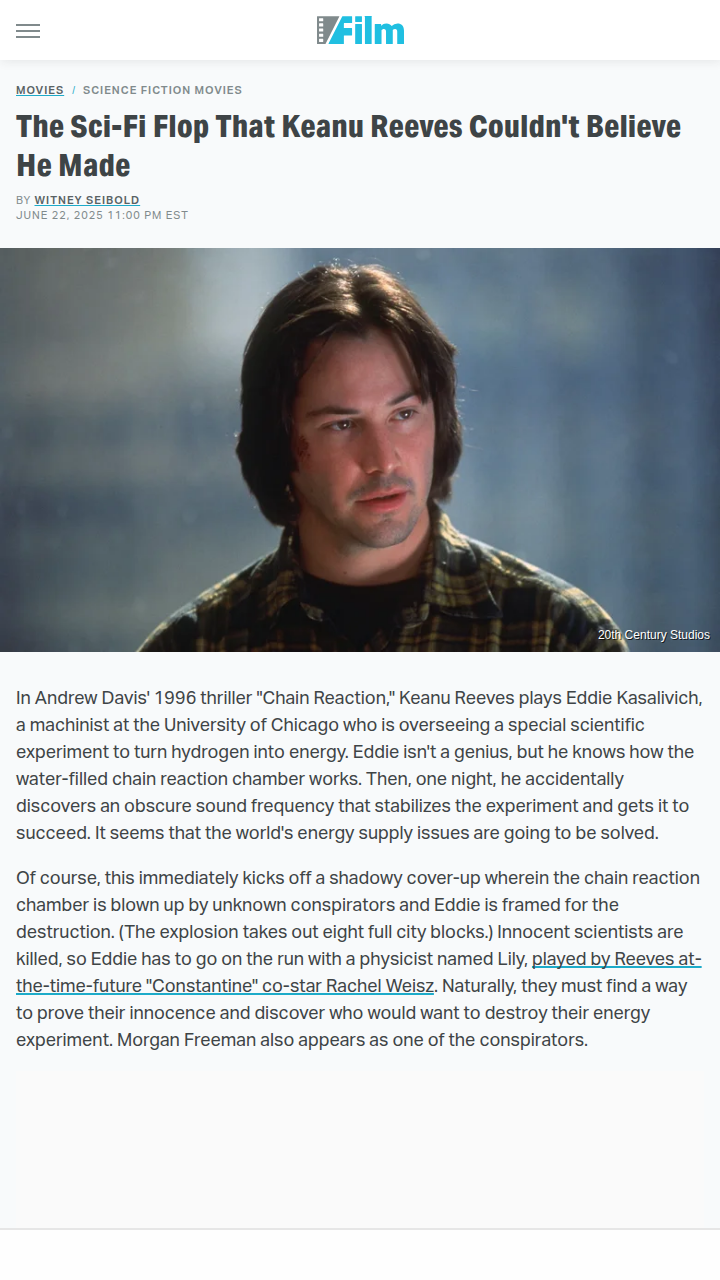 Keanu’s Regret Over Chain Reaction? 😬