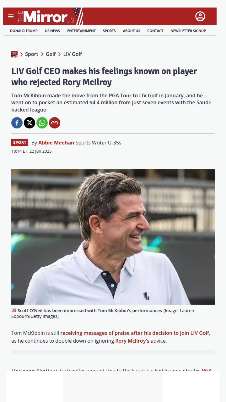 McKibbin Snubs Rory, LIV CEO All-In