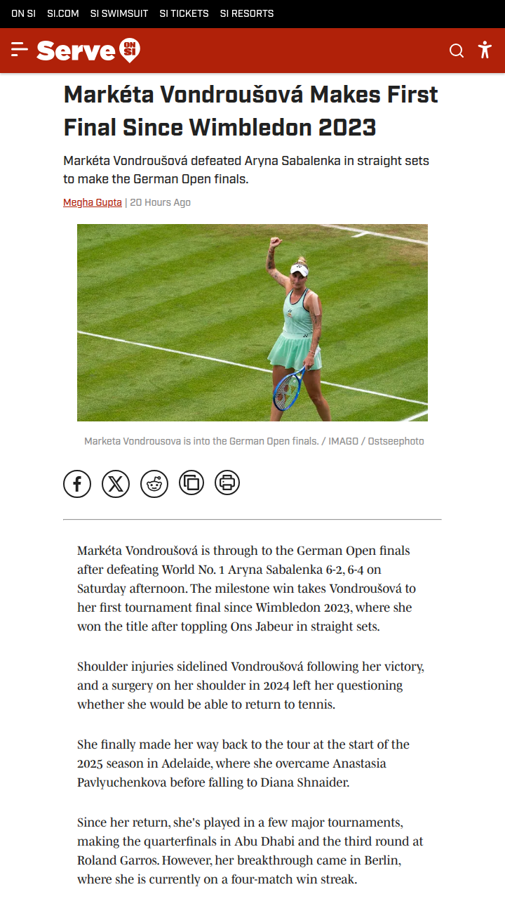 Vondroušová’s Comeback: Finals Bound!