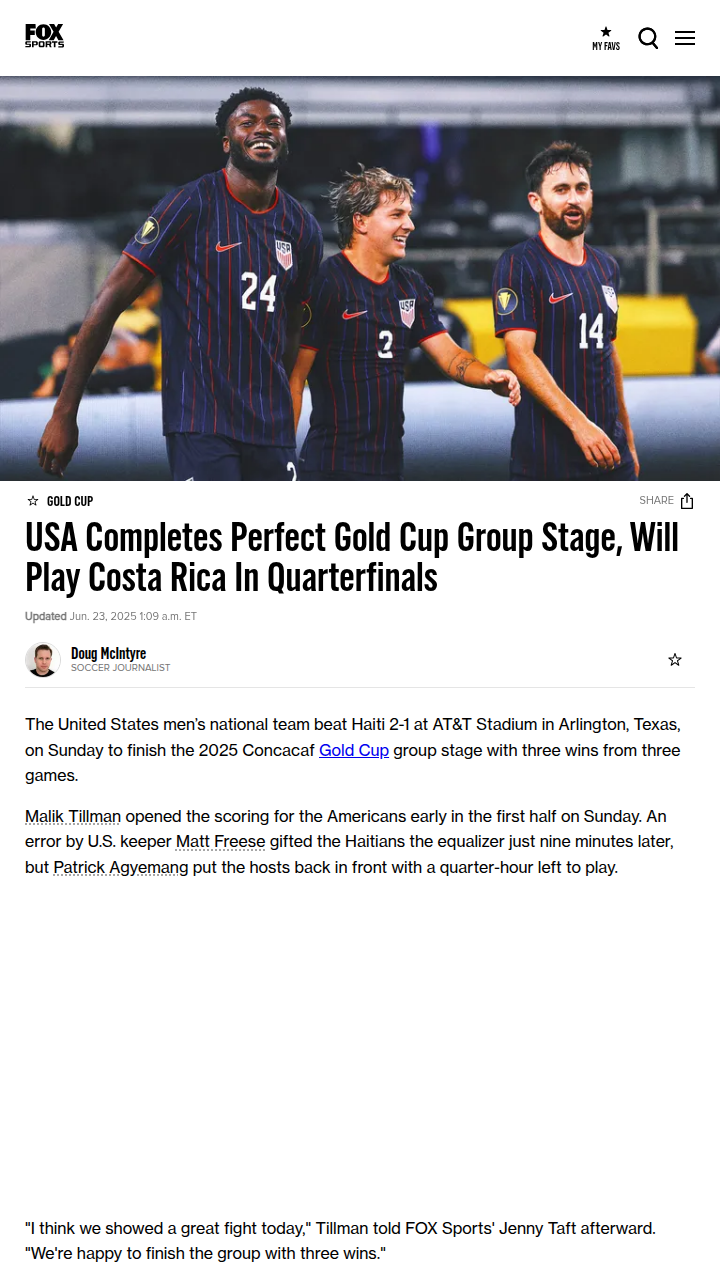 USMNT Stays Perfect, Eyes Ticos Showdown
