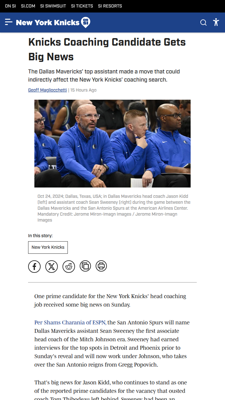 Kidd’s Future: Knicks or Mavs?