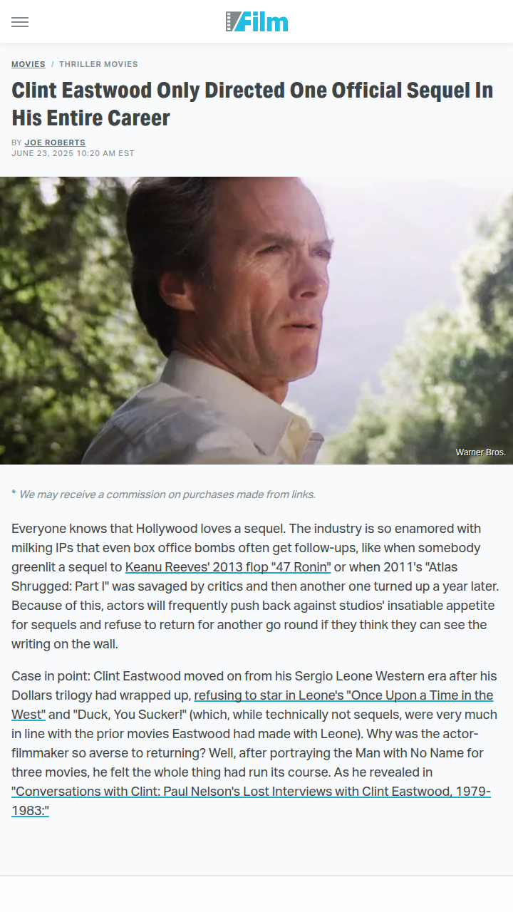 Eastwood’s Only Sequel: Why So Brutal? 🤔