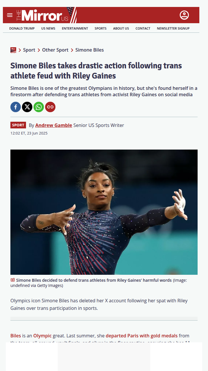 Simone Biles Deletes X After Feud Erupts