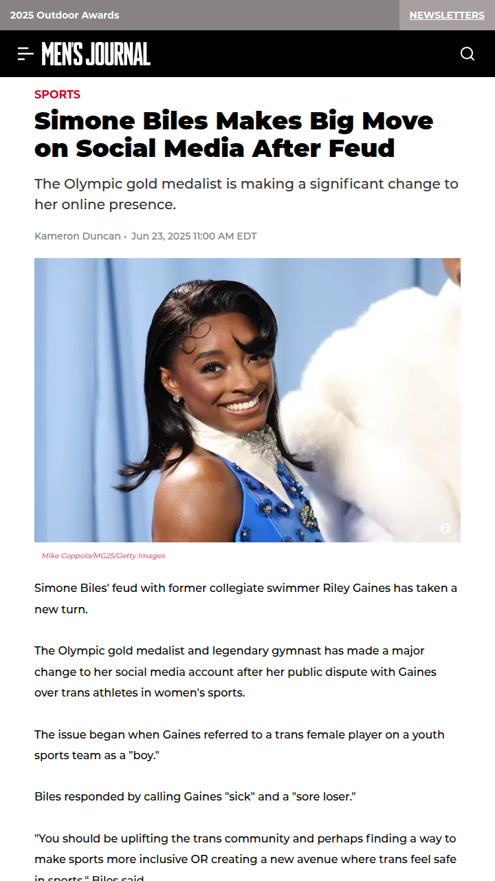 Simone Biles Shakes Up Socials After Feud