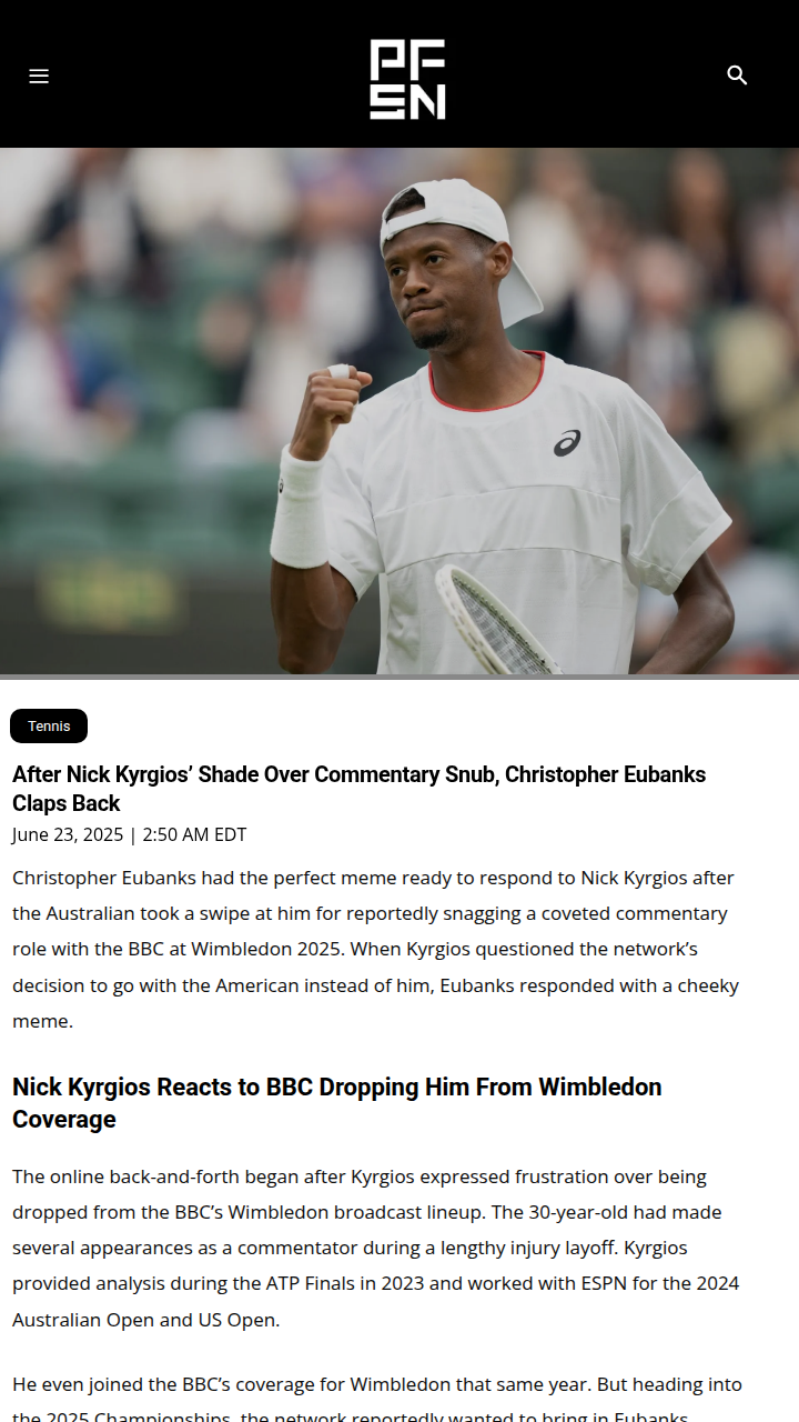 Eubanks vs. Kyrgios: BBC Commentary Drama!