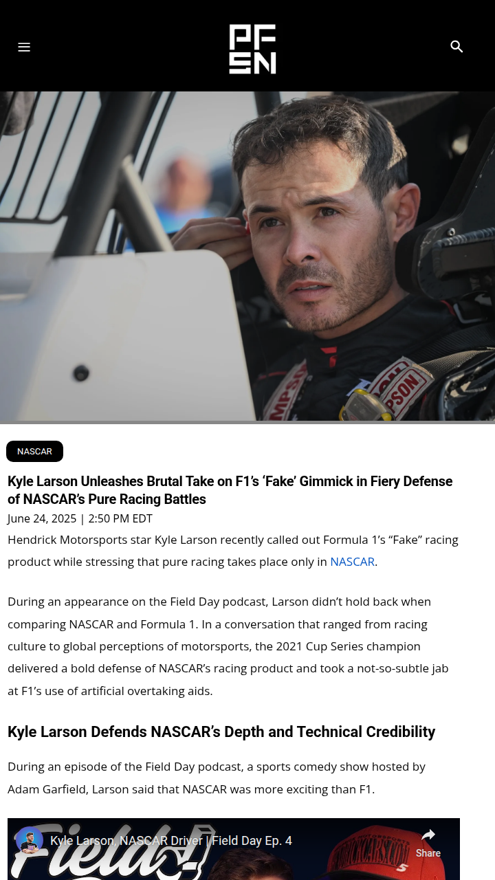 Larson Throws Shade at F1’s DRS Tricks