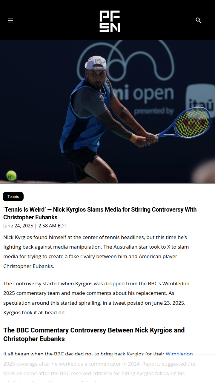 Kyrgios vs. Media: No Eubanks Beef!