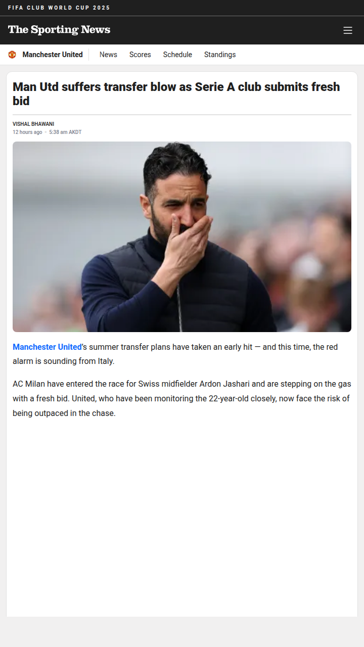 Red Devils Losing Jashari to Milan?
