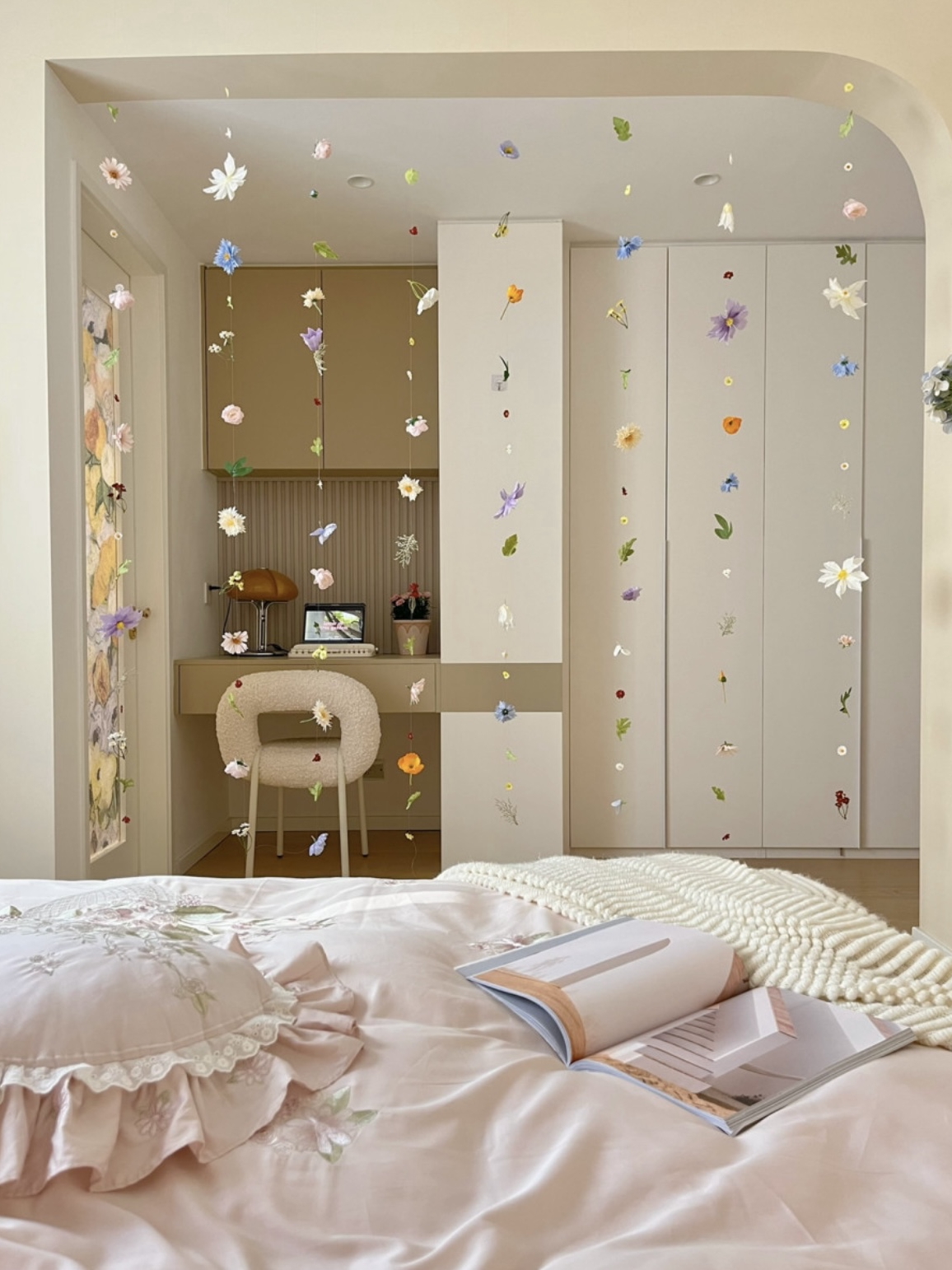 Springtime Bedroom Makeover with DIY Flower Curtains 🌸✨