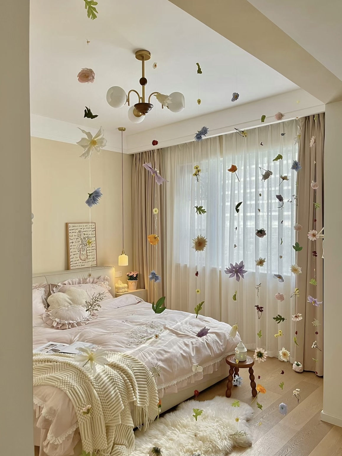 Springtime Bedroom Makeover with DIY Flower Curtains 🌸✨