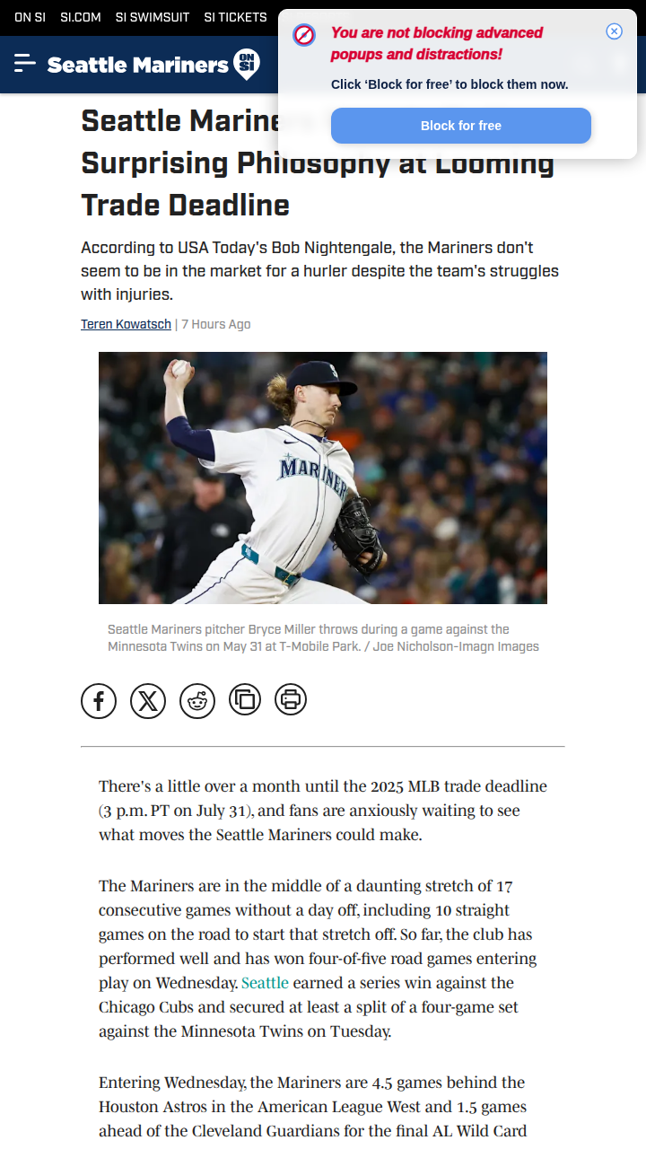 M's Deadline Moves: No Pitching Needed?