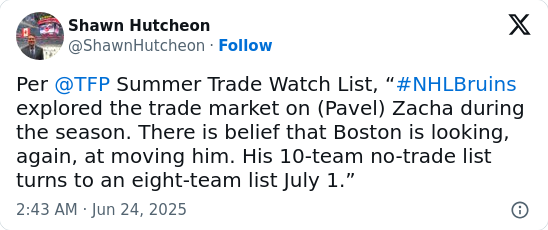 Zacha on the Move? Bruins Shake Up Center Depth
