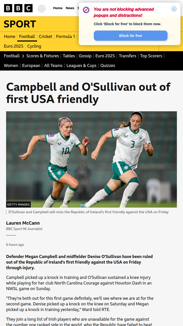 Irish Squad Hit Hard Before US Showdown