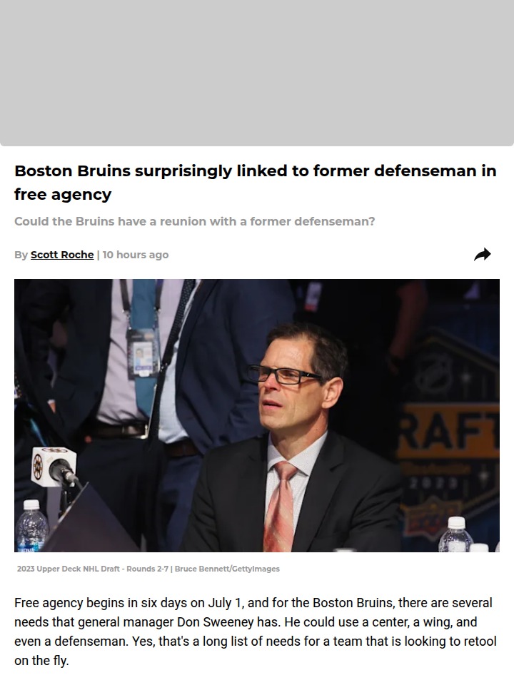 Bruins Eye Lindgren Reunion: Smart Move?