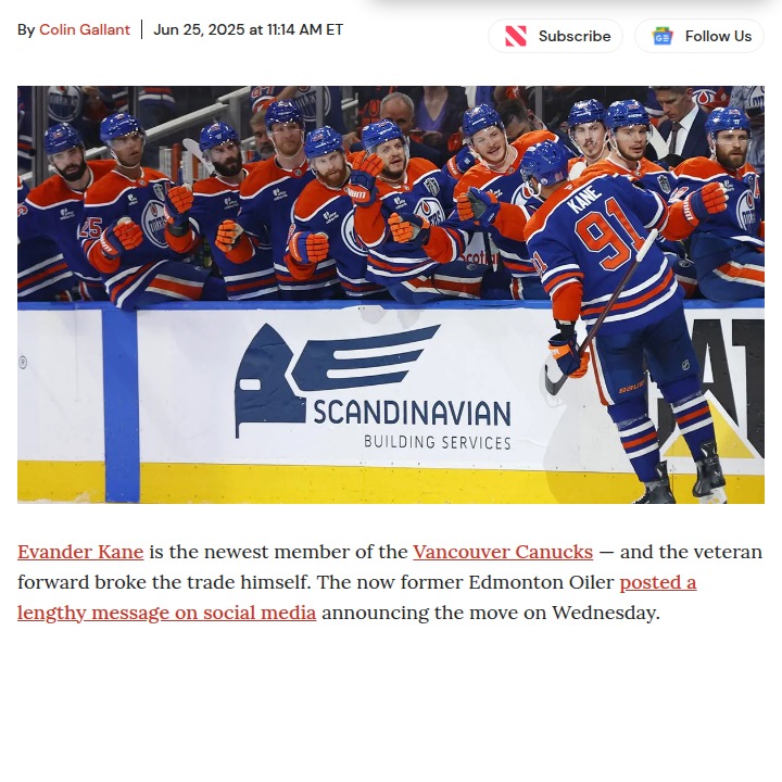 Kane Comes Home: Canucks Land Controversial Star