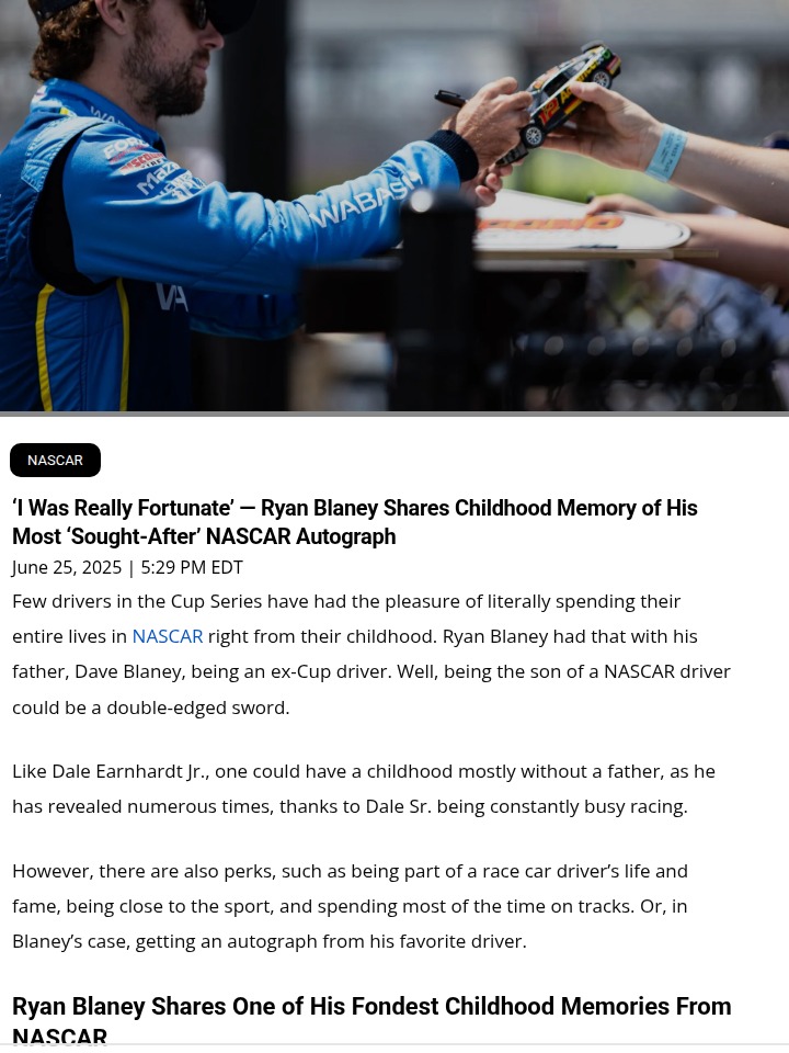 Blaney’s Mark Martin Memory Hits Home