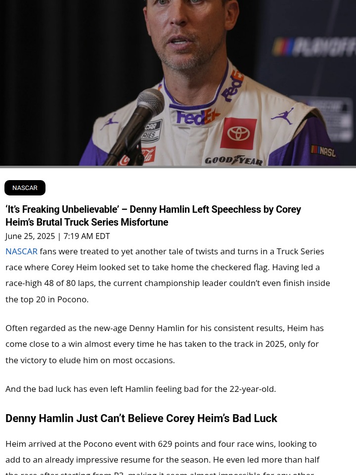 Heim’s Heartbreak at Pocono—Again?!