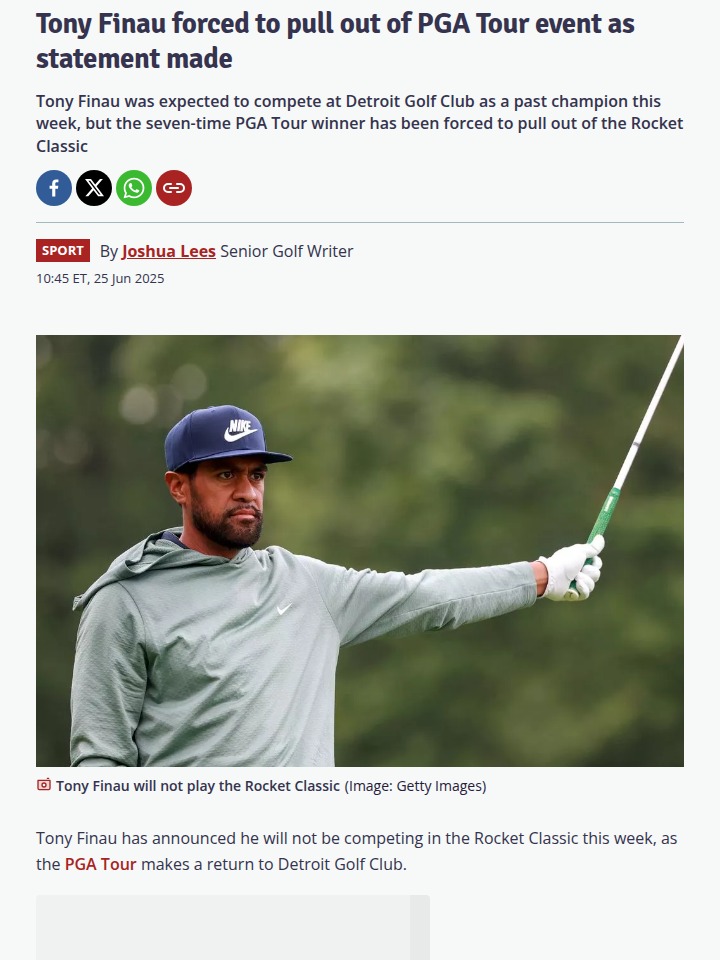 Finau Sits Out Rocket Classic—Big Blow for Detroit