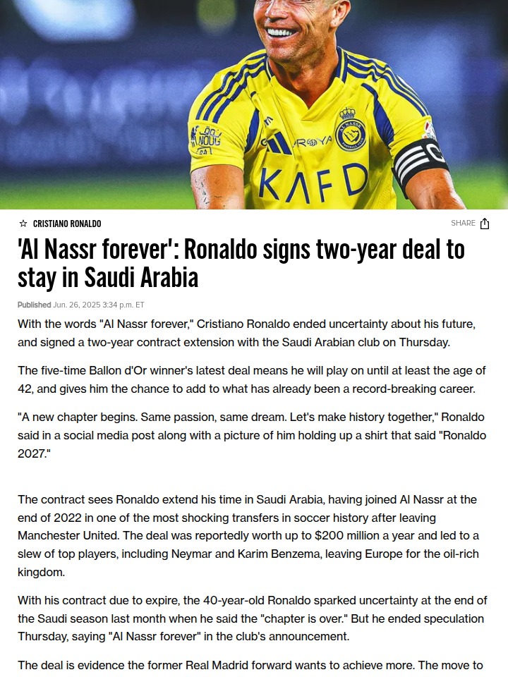 CR7 Stays: Al Nassr’s GOAT Era Continues