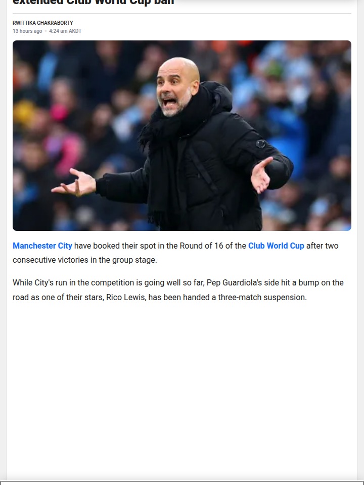 Pep Slams FIFA Over Rico Lewis Ban