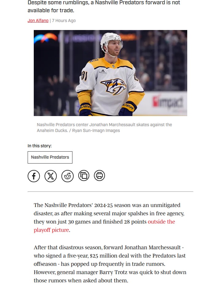 Trotz Shuts Down Marchessault Trade Buzz
