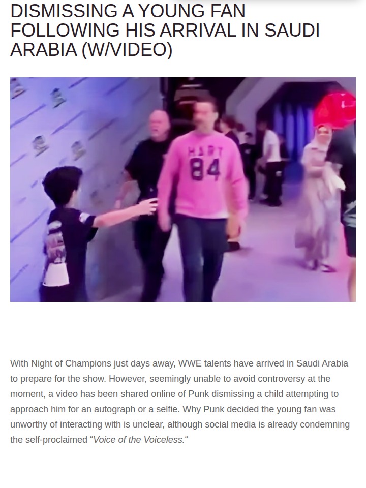 CM Punk Snubs Young Fan in Saudi Arrival