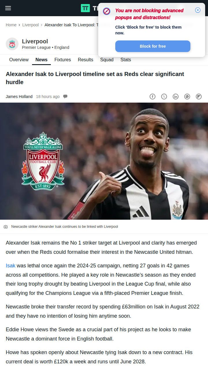 Isak to Anfield? Reds Eye Record-Breaker